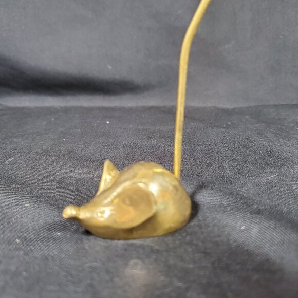 VTG Solid Brass Mouse Note Spike Mid Century Canadian Brass Desk Paper Spike Whi - Picture 1 of 9